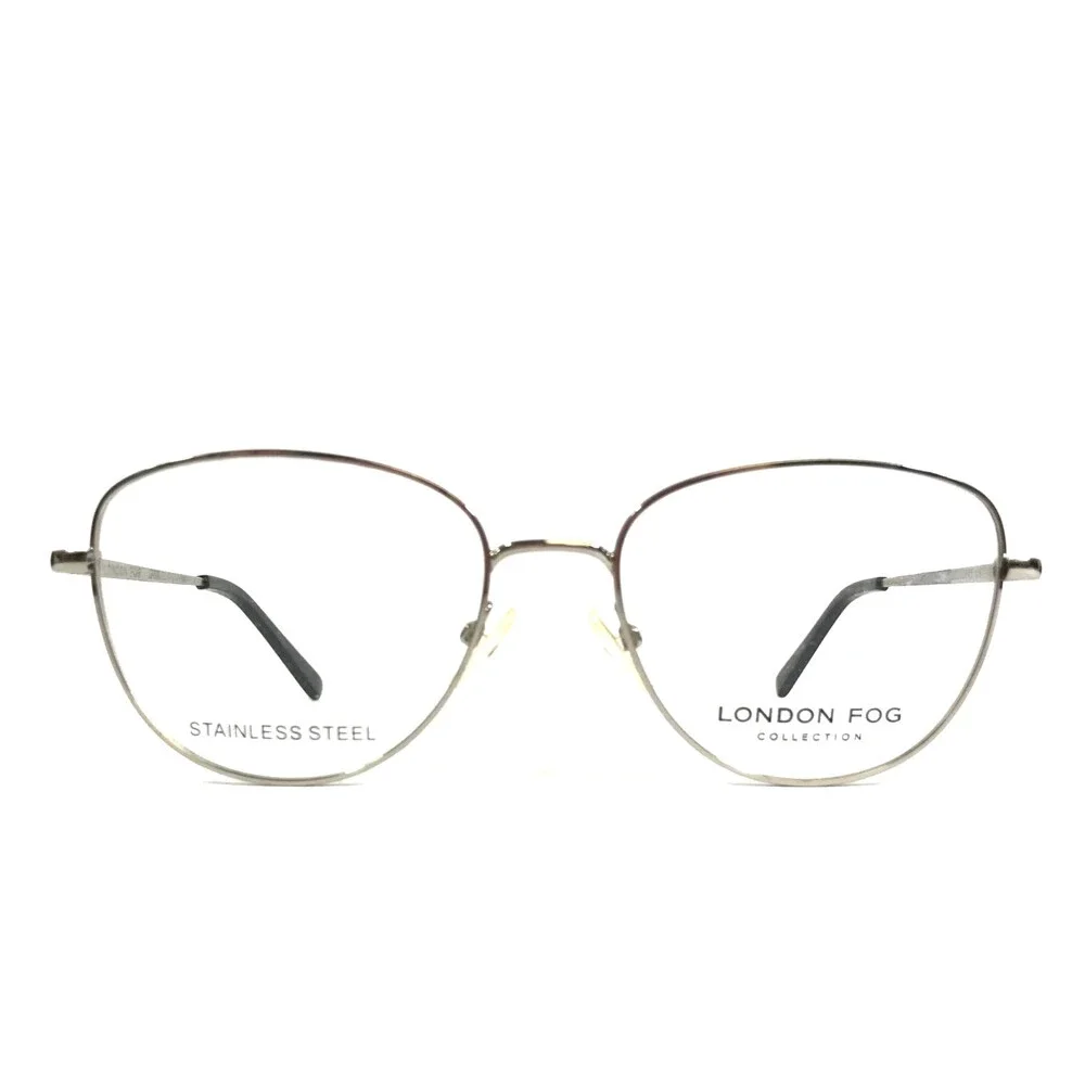 London Fog Eyeglasses Frames LF009 C1 Silver Cat Eye Wire Rim 53-17-140